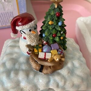 Festive Snowman and Christmas Tree Figurine